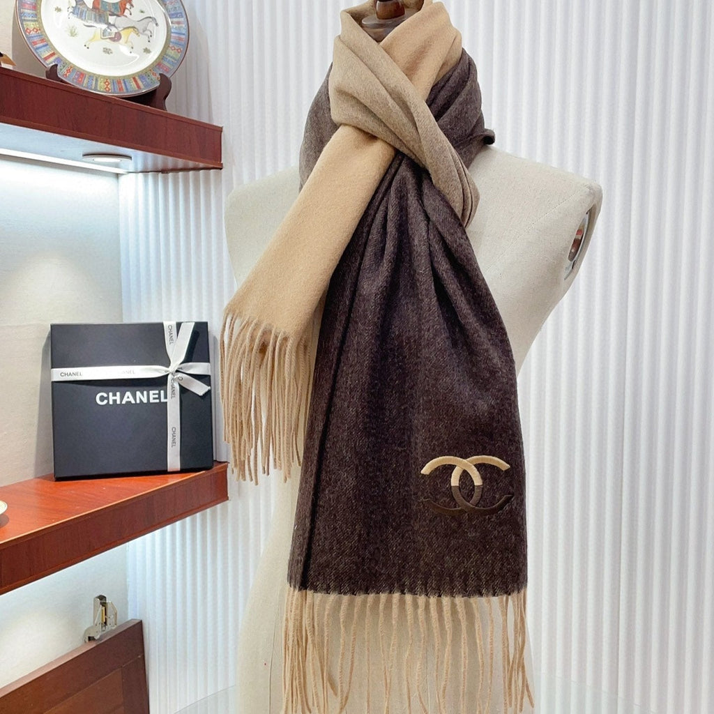 CC Scarf 180 CM In Dark Brown Mix Beige Cashmere  422763