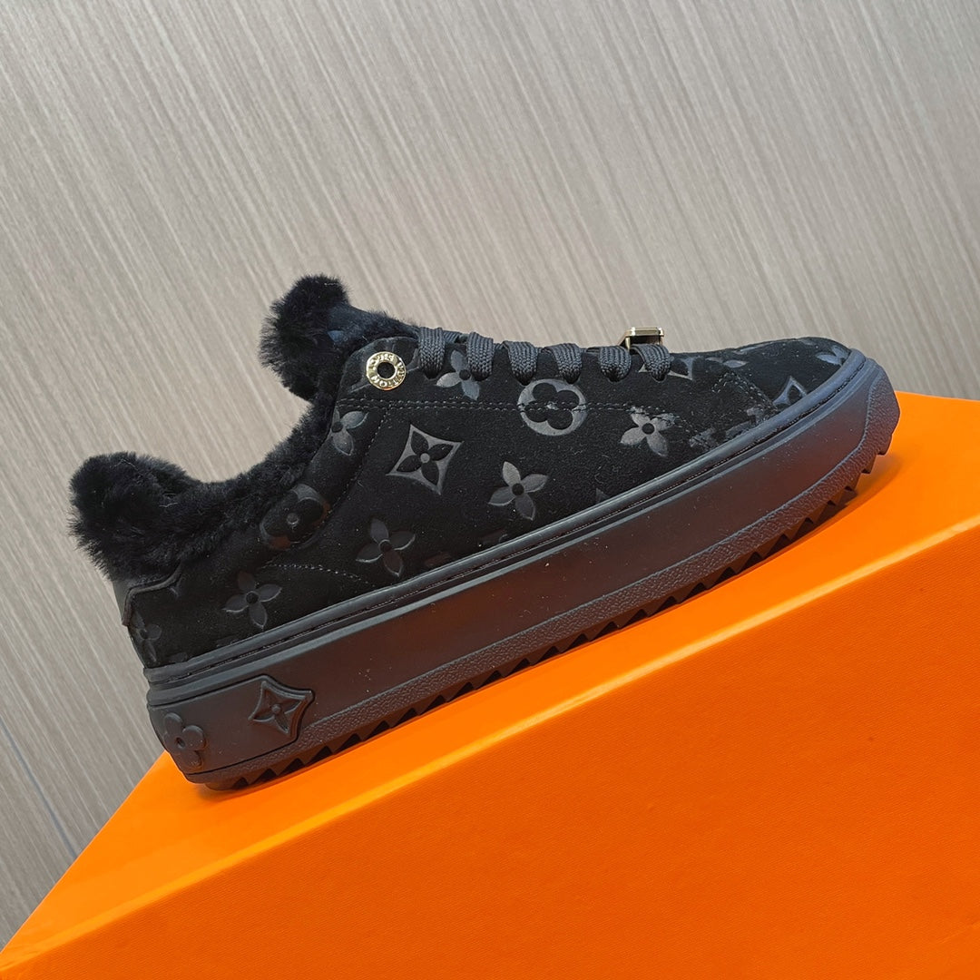 LV Time Out Sneaker 40mm Black Monogram Suede