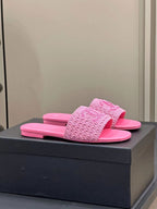 CC WOVEN SLIPPERS LIGHT PINK COWHIDE SOLE