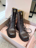 Miu short Boots Umber Brown Calfskin