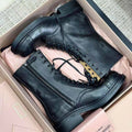 Miu Ankle Boots Black Paint Calfskin