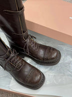 Miu Boots High Neck Dark Brown Calfskin