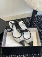 slingbacks 45 white tweed black lambskin