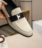 HM Men's Loafer White Black Cowhide 480419
