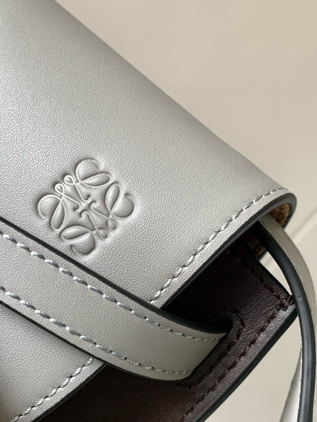 Loewe Saddle Bag 21 Gray Leather 280436
