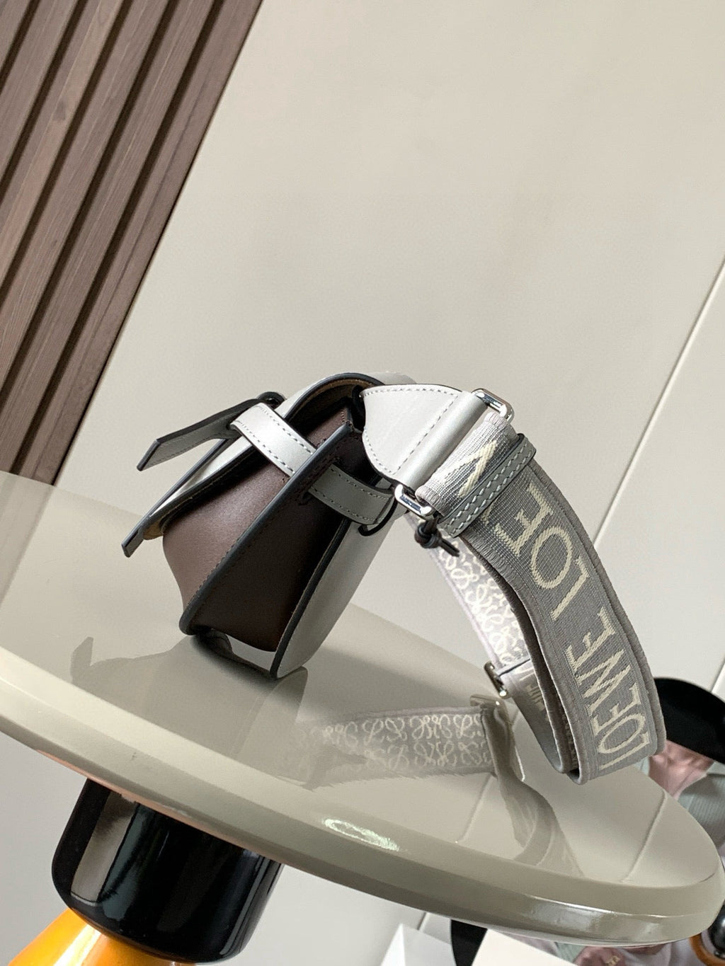 Loewe Saddle Bag 21 Gray Leather 280436