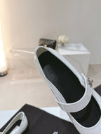 mary jane flat white black patent calfskin