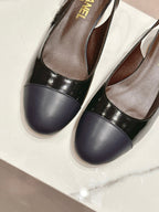 CC 24P SLINGBACKS 45MM BLACK NAVY LAMBSKIN