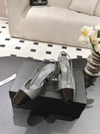 CC 25 Slingback Heel Gray Embossed Leather 237497