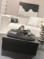 CC 25 Dad Sandal Mule Black mix White Fabric 237576