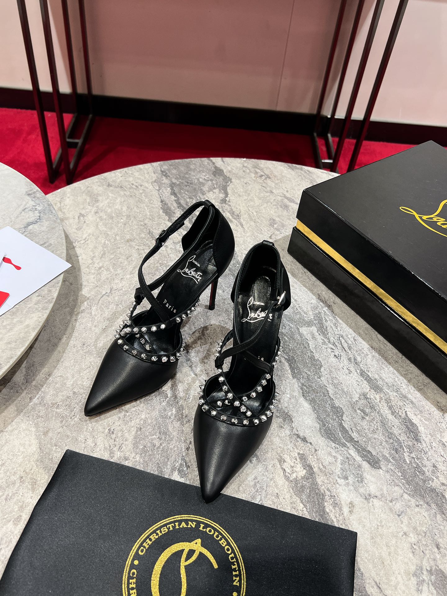 CL Tatooshka Spikes Pump 100mm Nappa Leather Black