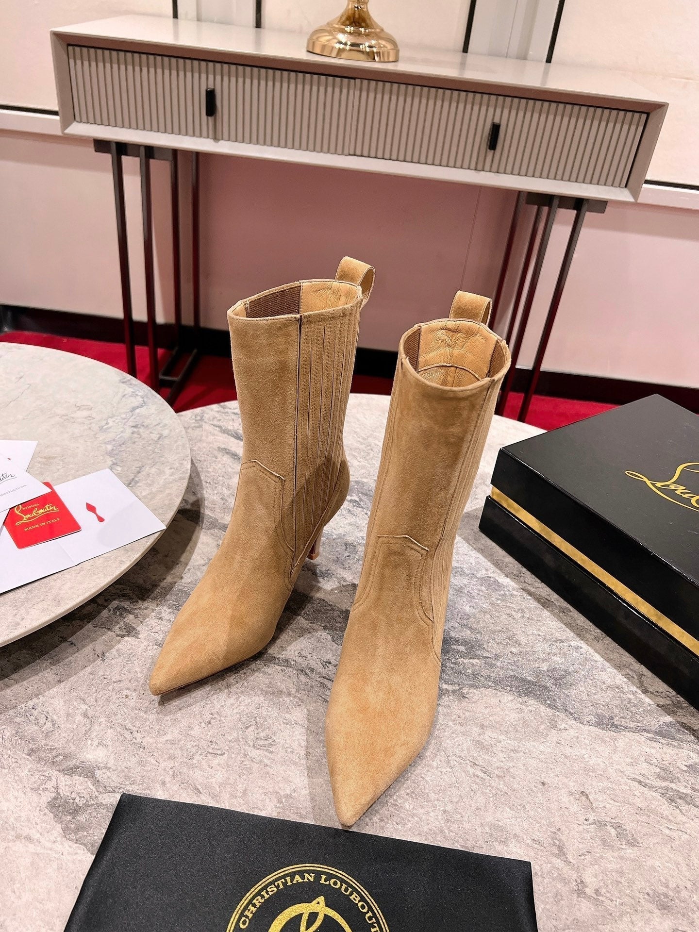 CL Santigag 85 Mm Low Boots Veau Velours Lionne