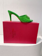 VT High Heeled Sandals Green Sheepskin 292791