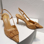VT High Heeled Slingbacks Peru Brown  Sheepskin 292801