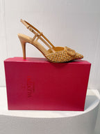 VT High Heeled Slingbacks Peru Brown  Sheepskin 292801