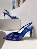 VT High Heeled Slingbacks  Blue Sheepskin 292817