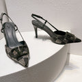 VT High Heeled Slingbacks  Charcoal black Sheepskin 292824