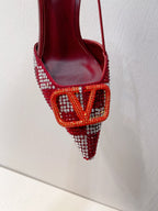 VT High Heeled Slingbacks  Ruby Red Sheepskin 292825