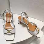 VT Sandals Heels 50mm White Cowhide 292768