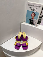 VT One Stud Leather Sandals Purple Cowhide 292891
