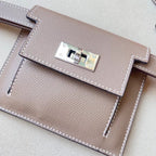 hm kelly belt 18mm with kelly pocket grey epsom silver hardware