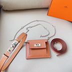hm kelly belt 18mm with kelly pocket brown epsom silver hardware