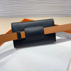 HM KELLY POCKET 18MM BELT BLACK LEATHER SILVER HARDWARE