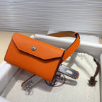 HM KELLY POCKET 18MM BELT ORANGE LEATHER SILVER HARDWARE