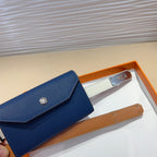 HM KELLY NAVY BLUE POCKET 18MM BELT WHITE LEATHER SILVER HARDWARE