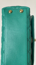CC 25s Handle Bag 19 Pink Leather Green Caviar Gold Hardware