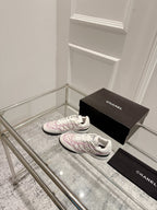 Chanel 25A Sports Shoes White Black Mix Pink Sheepskin 393113