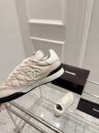Chanel 25A Sports Shoes White Black Mix Pastel Peach 393115