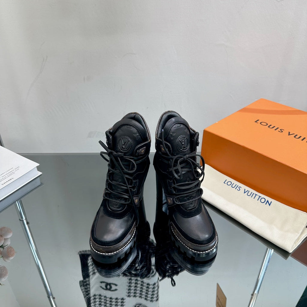 LV Star Trail Ankle Boot 90mm Black Cowhide Mix Suede