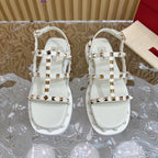 Rockstud M-Way Platform Sandal White Leather