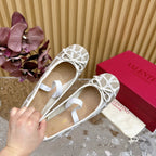 Ballerina In Toile Iconographe 20mm In White Mix Grey Brown Cotton Canvas And Lambskin 102830