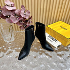FENDI FIRST 80 MM BOOTS IN BLACK CALFSKIN WITH GOLD HARDWARE