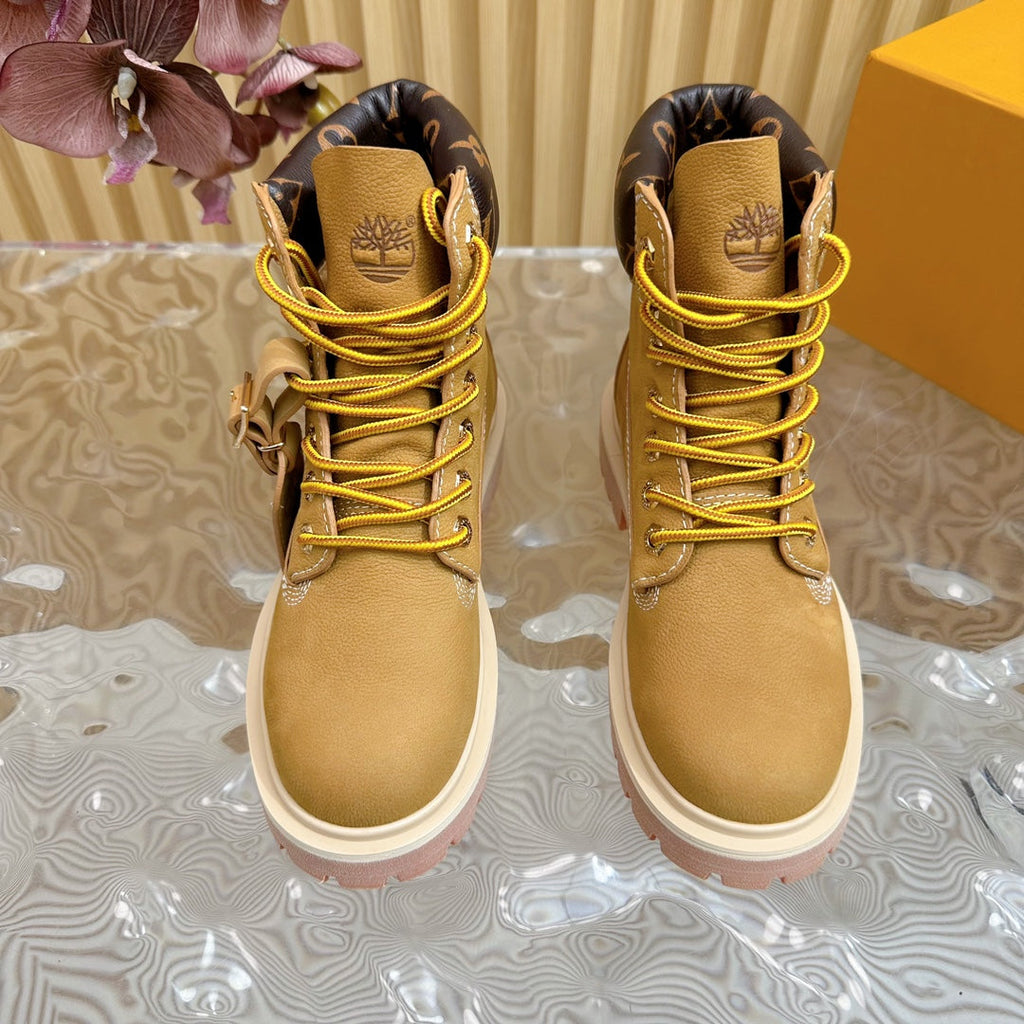 LV x Timberland Ankle Boot Brown Yellow Suede