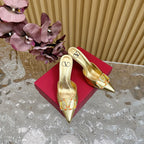 HIGH PUMP MULE 80MM GOLD CALFSKIN