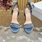 CD Dway Heeled Sandal 120mm Blue Silk And Lambskin