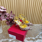 Rockstud Pump In Colorful Mix Gold Pied-de-poule Fabric And Cowhide 95mm 102079