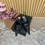 BABYLONE SLINGBACK PUMPS IN BLACK SILK