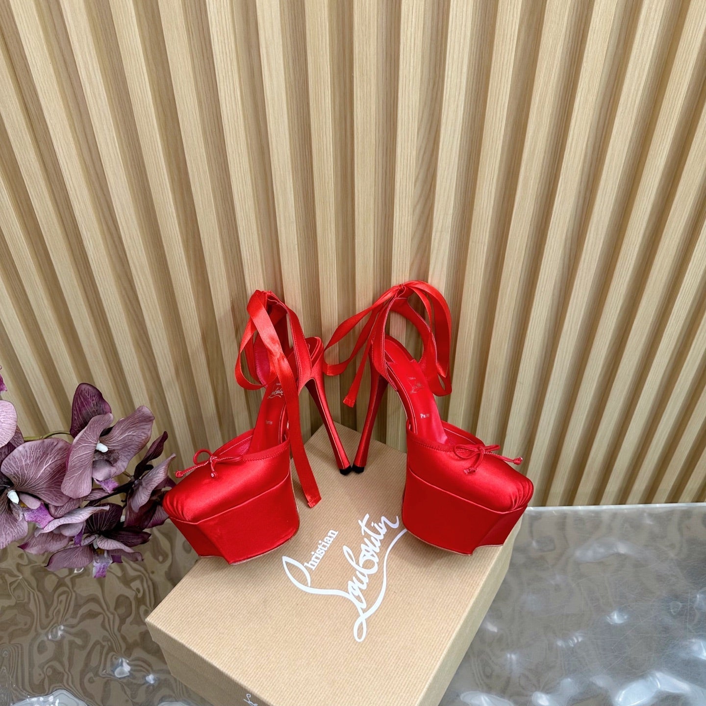 CL 25C Cassia Lace Up Alta 160mm Red Silk 221614