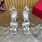 VT High Heels Sandals 110mm Silver Calfskin 286483