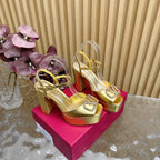 VT High Heels Sandals 110mm Gold Calfskin 286485