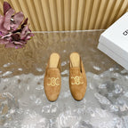 CELINE 25 Slippers Brown Suede 285916