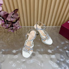 GG 26 High-Heeled Platform Sandals 105 White Cowhide 589499