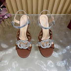GG 26 High-Heeled Platform Sandals 105 Brown Cowhide 589500