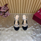 GG 26 High-Heeled Platform Sandals 105 Black Cowhide 589501
