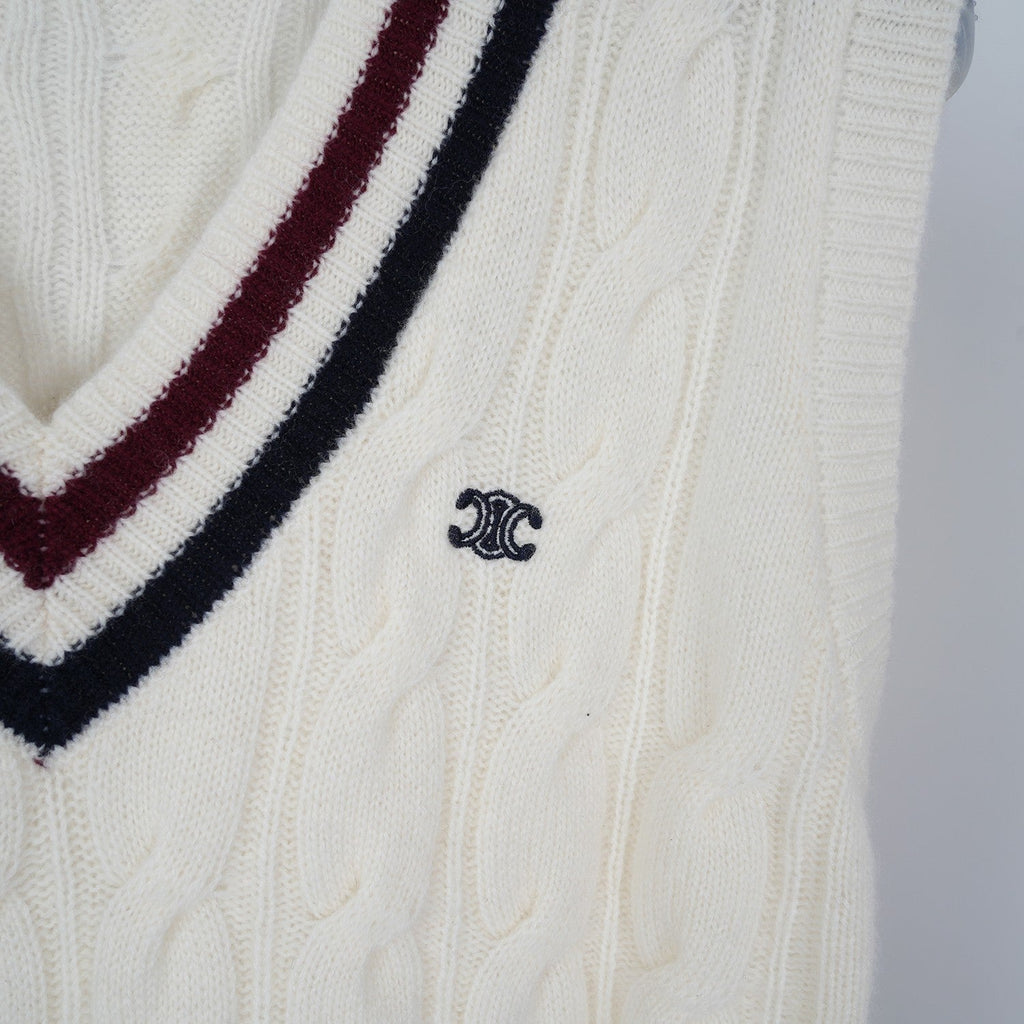 Celine Arc de Triomphe Vest White Cashmere