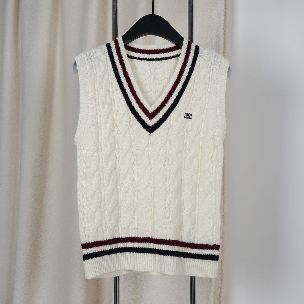 Celine Arc de Triomphe Vest White Cashmere